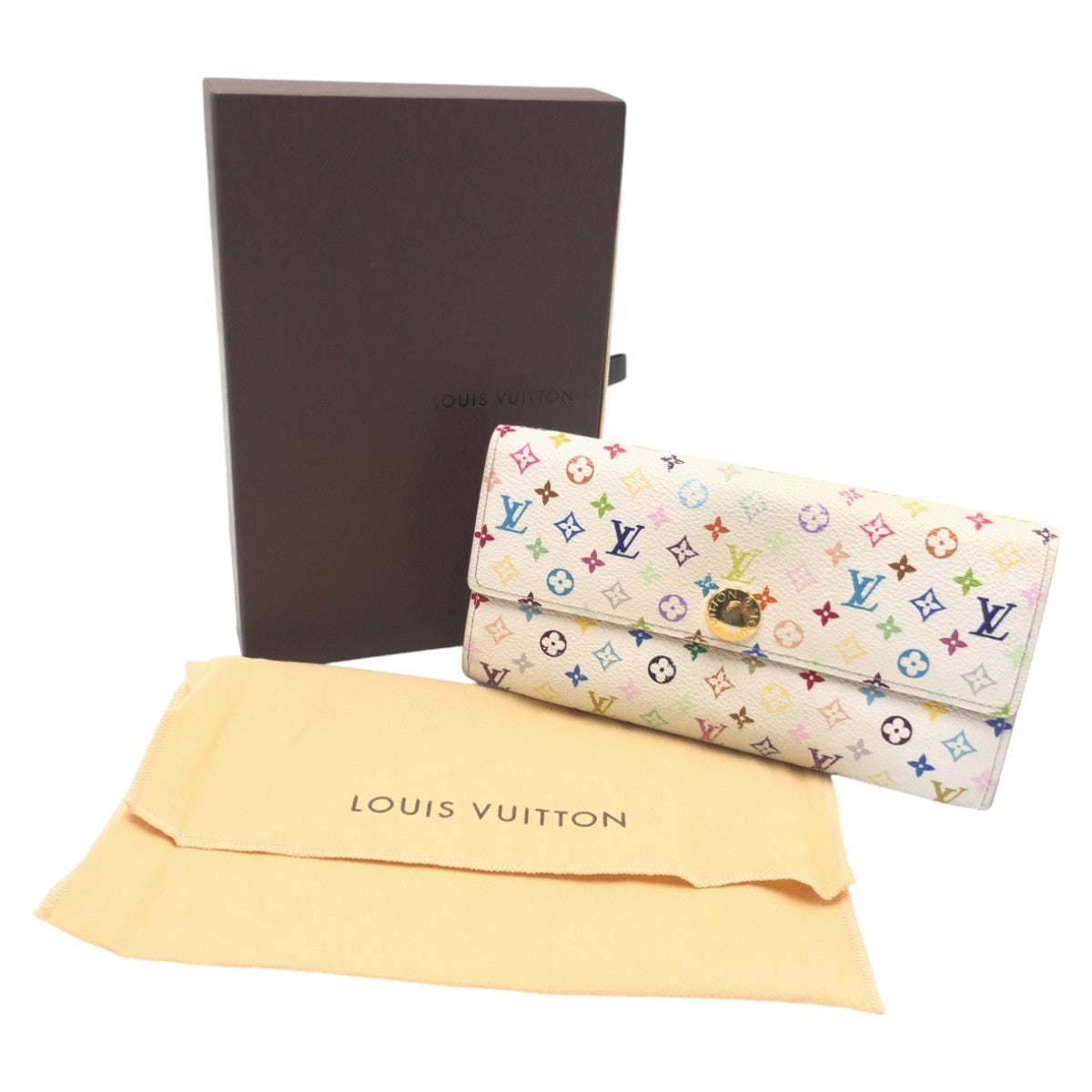 12817
LOUIS VUITTON ルイヴィトン モノグラム マルチカラー ポルトフォイユ サラ ブロン ホワイト ゴールド 金具 PVC M93532 長財布 ロングウォレット  レディース