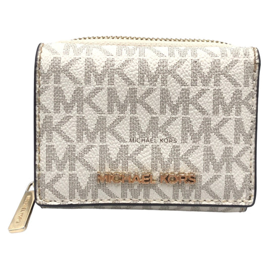 12461
 Michael Kors White Gold Hardware PVC Folding Wallet Compact Wallet for Women