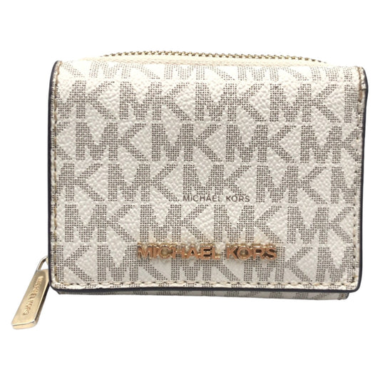 12461
Michael Kors マイケルコース ホワイト ゴールド金具 PVC 折財布 コンパクトウォレット  レディース ABP5