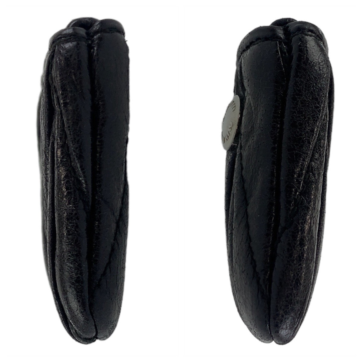 Miu Miu Matelasse Black Silver Hardware Leather Coin Case with Key Ring for Women