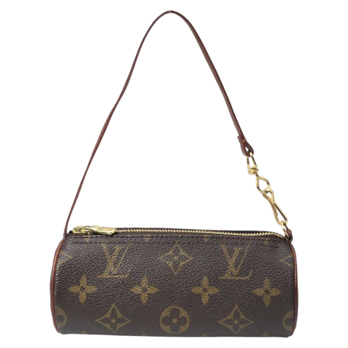 12862
LOUIS VUITTON ルイヴィトン モノグラム パピヨンポーチ ブラウン ゴールド金具 PVC ポーチ  レディース