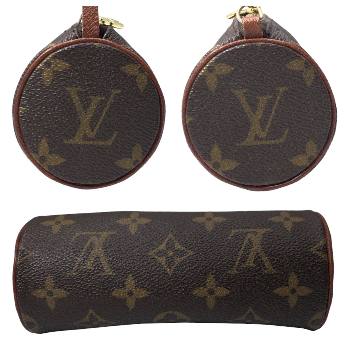 12862
LOUIS VUITTON ルイヴィトン モノグラム パピヨンポーチ ブラウン ゴールド金具 PVC ポーチ  レディース