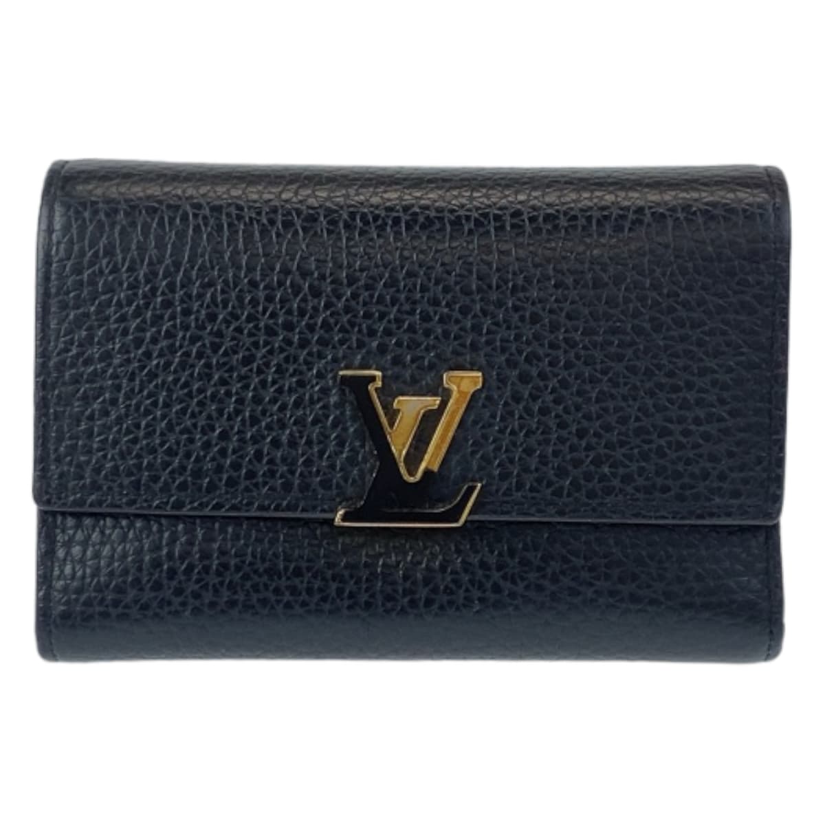 LOUIS VUITTON ルイヴィトン ポルトフォイユカプシーヌ ブラック 黒 ゴールド金具 レザー M62157 折財布 コンパクトウォレット  レディース