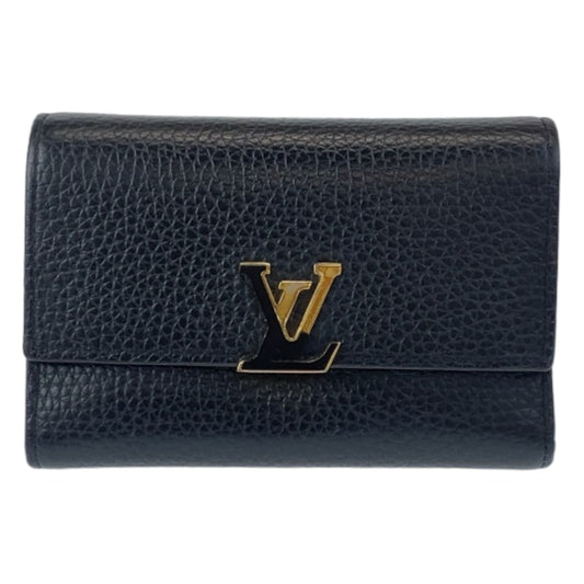 LOUIS VUITTON ルイヴィトン ポルトフォイユカプシーヌ ブラック 黒 ゴールド金具 レザー M62157 折財布 コンパクトウォレット  レディース