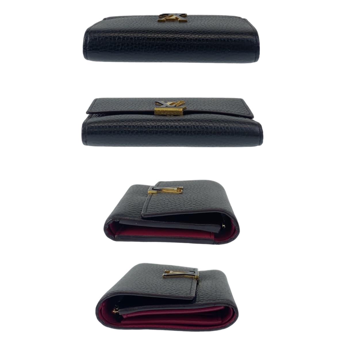LOUIS VUITTON ルイヴィトン ポルトフォイユカプシーヌ ブラック 黒 ゴールド金具 レザー M62157 折財布 コンパクトウォレット  レディース