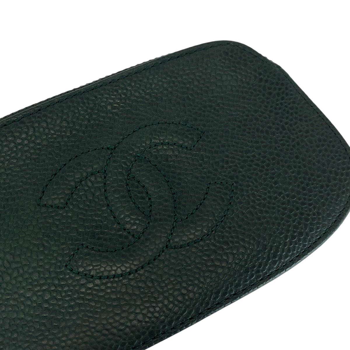 CHANEL シャネル ヴィンテージ ココマーク グリーン ゴールド金具 キャビアスキン コインケース  レディース