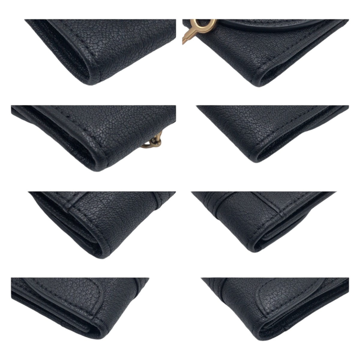 12816
SEE BY CHLOE シーバイクロエ HANA ブラック 黒 ゴールド金具 レザー 折財布 コンパクトウォレット  レディース