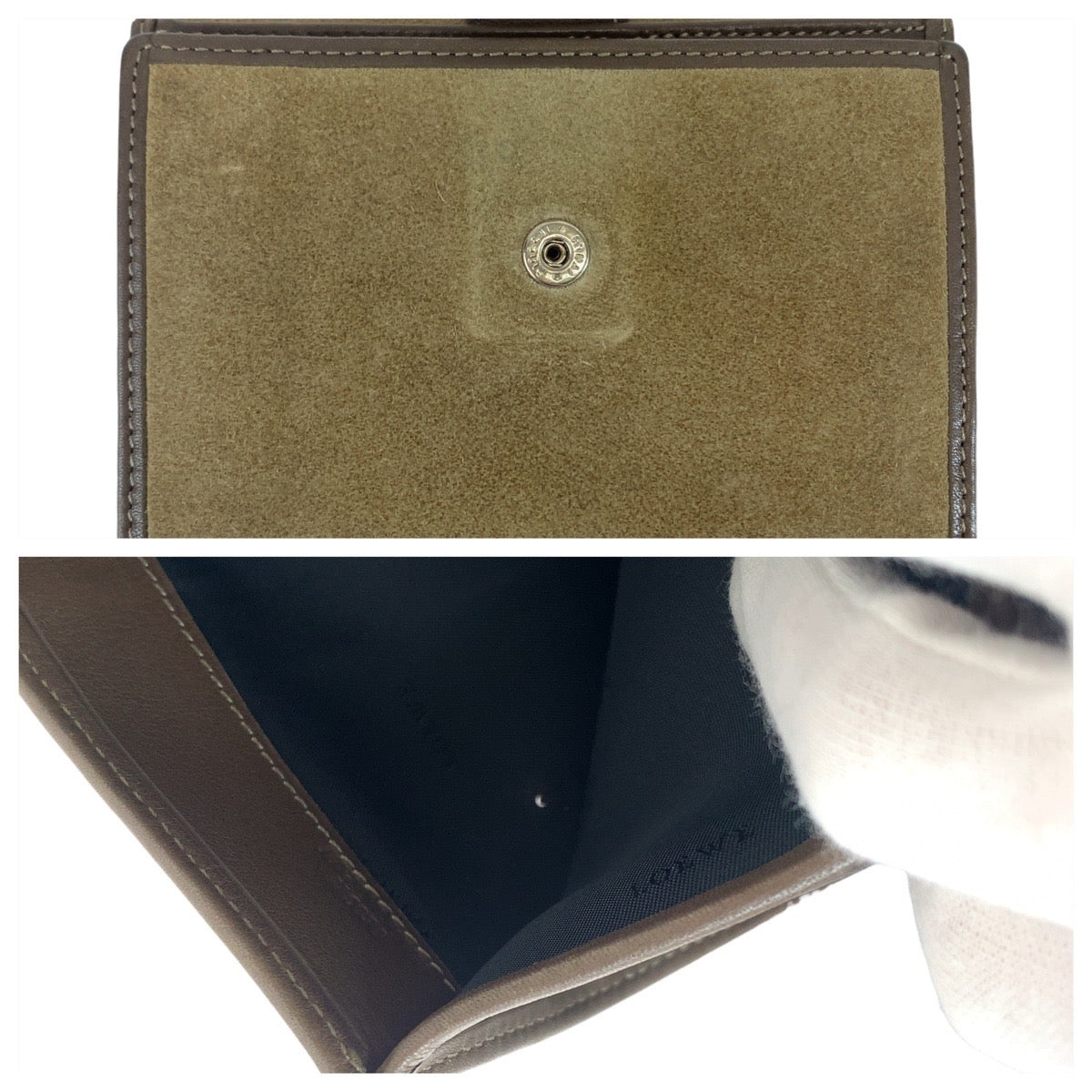 LOEWE ロエベ アナグラム ベージュ ブラウン スウェード / レザー 折財布 コンパクトウォレット  レディース