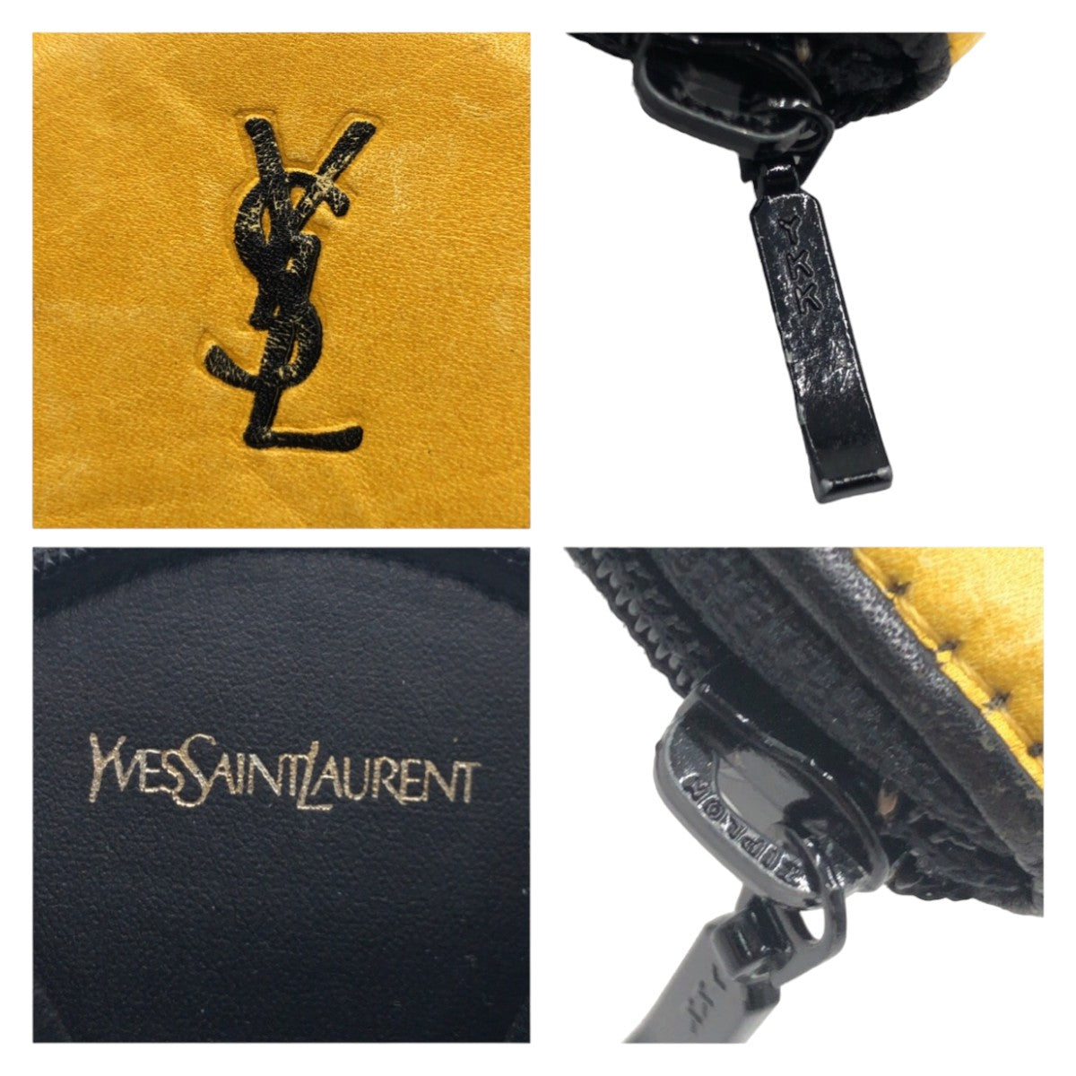12457
YVES SAINT LAURENT イヴ サンローラン ヴィンテージ YSL イエロー レザー コインケース 小銭入れ  メンズ AB5