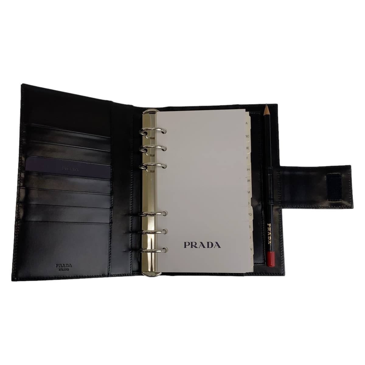 11276
PRADA プラダ テスート 三角ロゴプレート ブラック シルバー金具 ナイロン 手帳カバー 男女兼用  メンズ