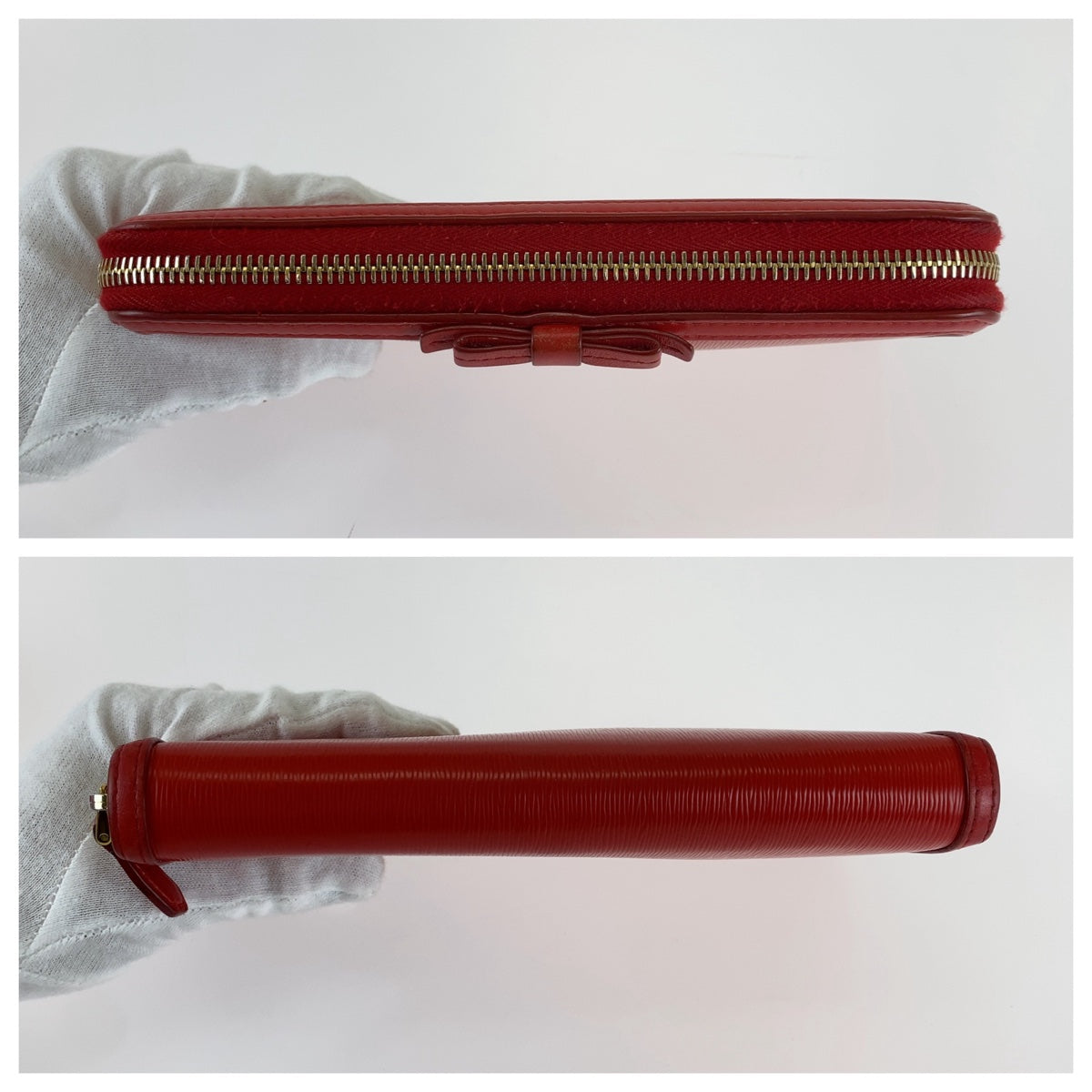 12456
PRADA プラダ リボン レッド ゴールド金具 レザー 長財布 ロングウォレット  レディース