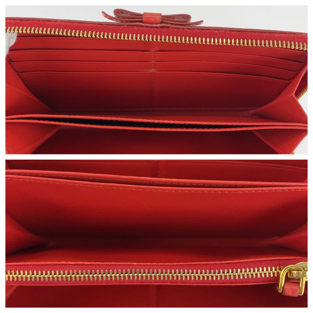 12456
PRADA プラダ リボン レッド ゴールド金具 レザー 長財布 ロングウォレット  レディース