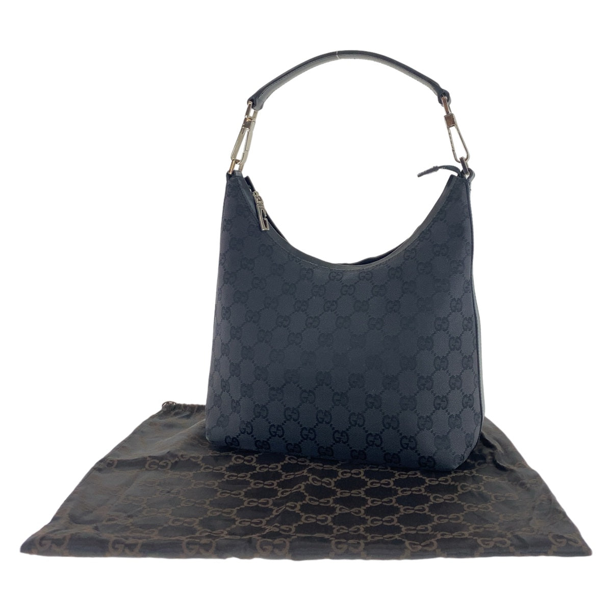 GUCCI グッチ ホーボー GG柄 ブラック 黒 シルバー金具 GGキャンバス / レザー 000.0602 ショルダーバッグ  レディース