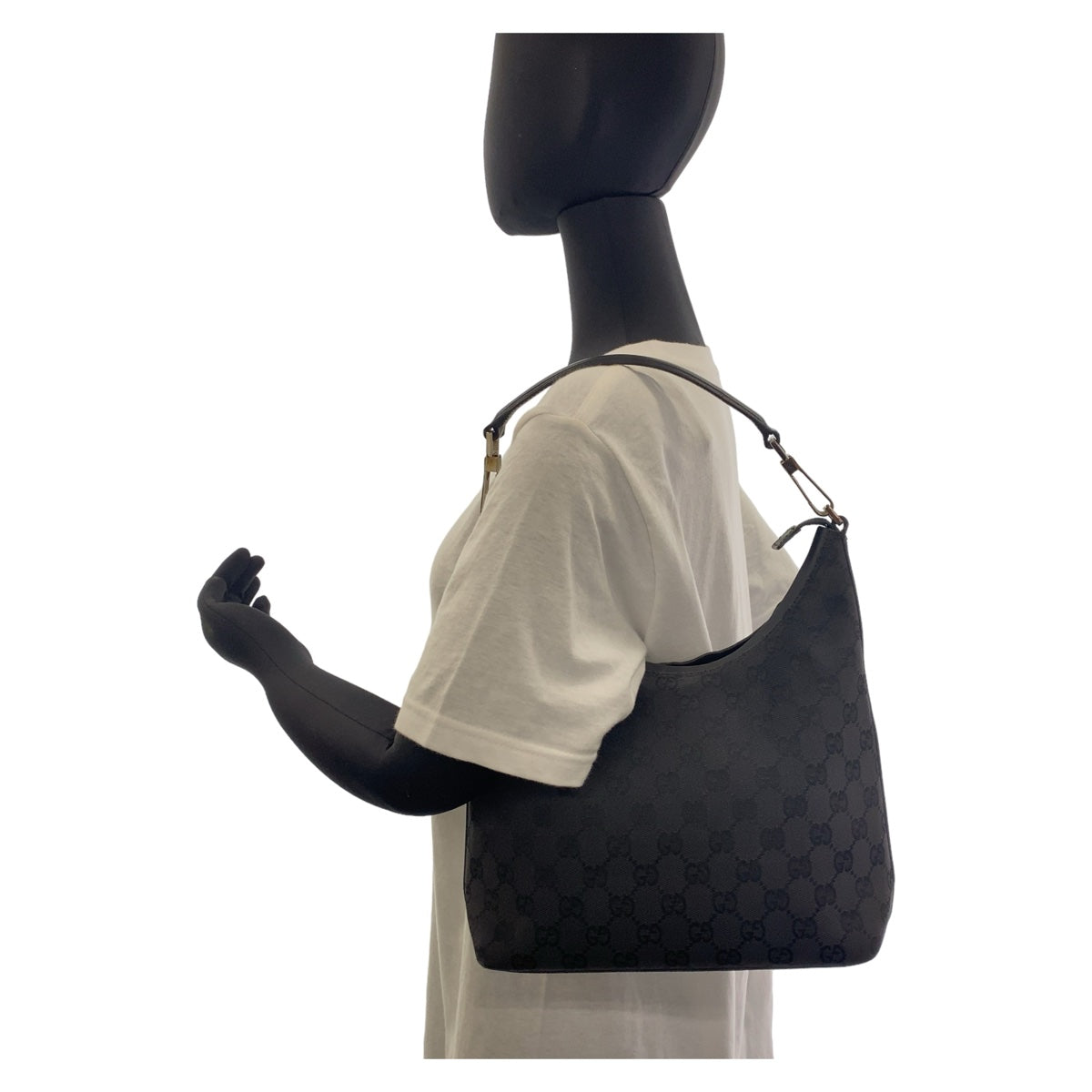 GUCCI グッチ ホーボー GG柄 ブラック 黒 シルバー金具 GGキャンバス / レザー 000.0602 ショルダーバッグ  レディース