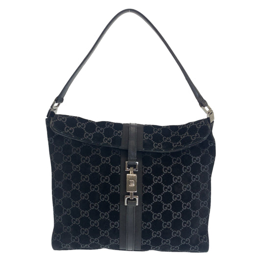 GUCCI グッチ ジャッキー GG柄 ブラック 黒 シルバー金具 スウェード 001 3355 ショルダーバッグ ハンドバッグ  レディース