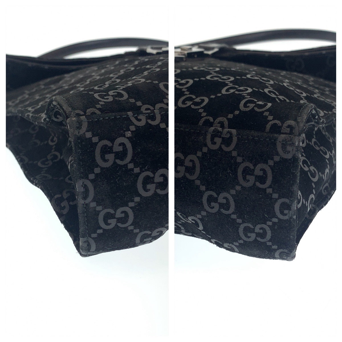 GUCCI グッチ ジャッキー GG柄 ブラック 黒 シルバー金具 スウェード 001 3355 ショルダーバッグ ハンドバッグ  レディース