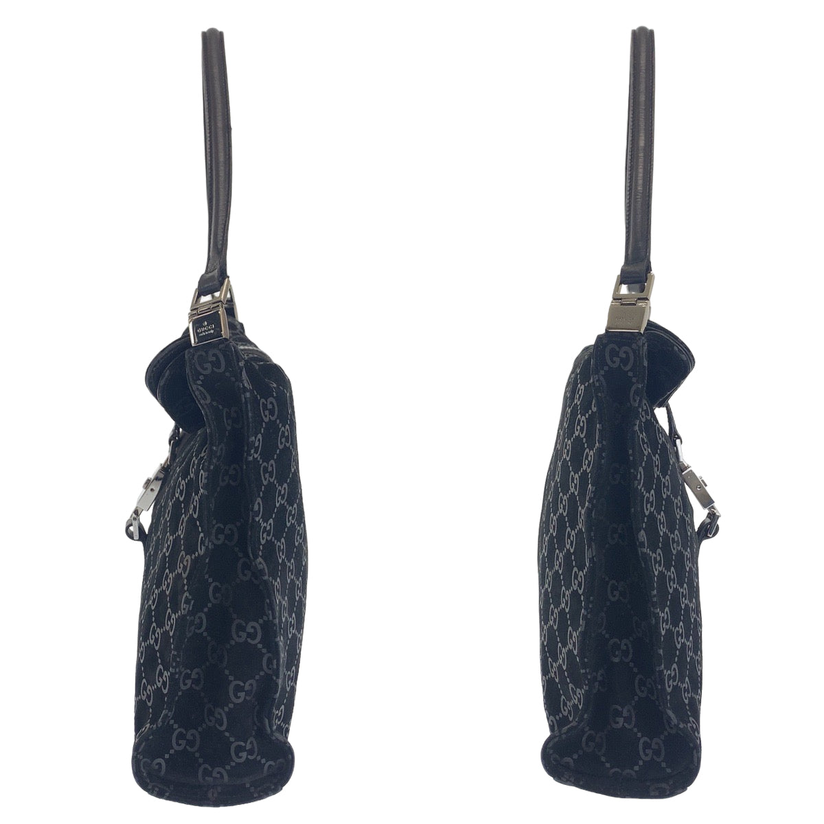 GUCCI グッチ ジャッキー GG柄 ブラック 黒 シルバー金具 スウェード 001 3355 ショルダーバッグ ハンドバッグ  レディース