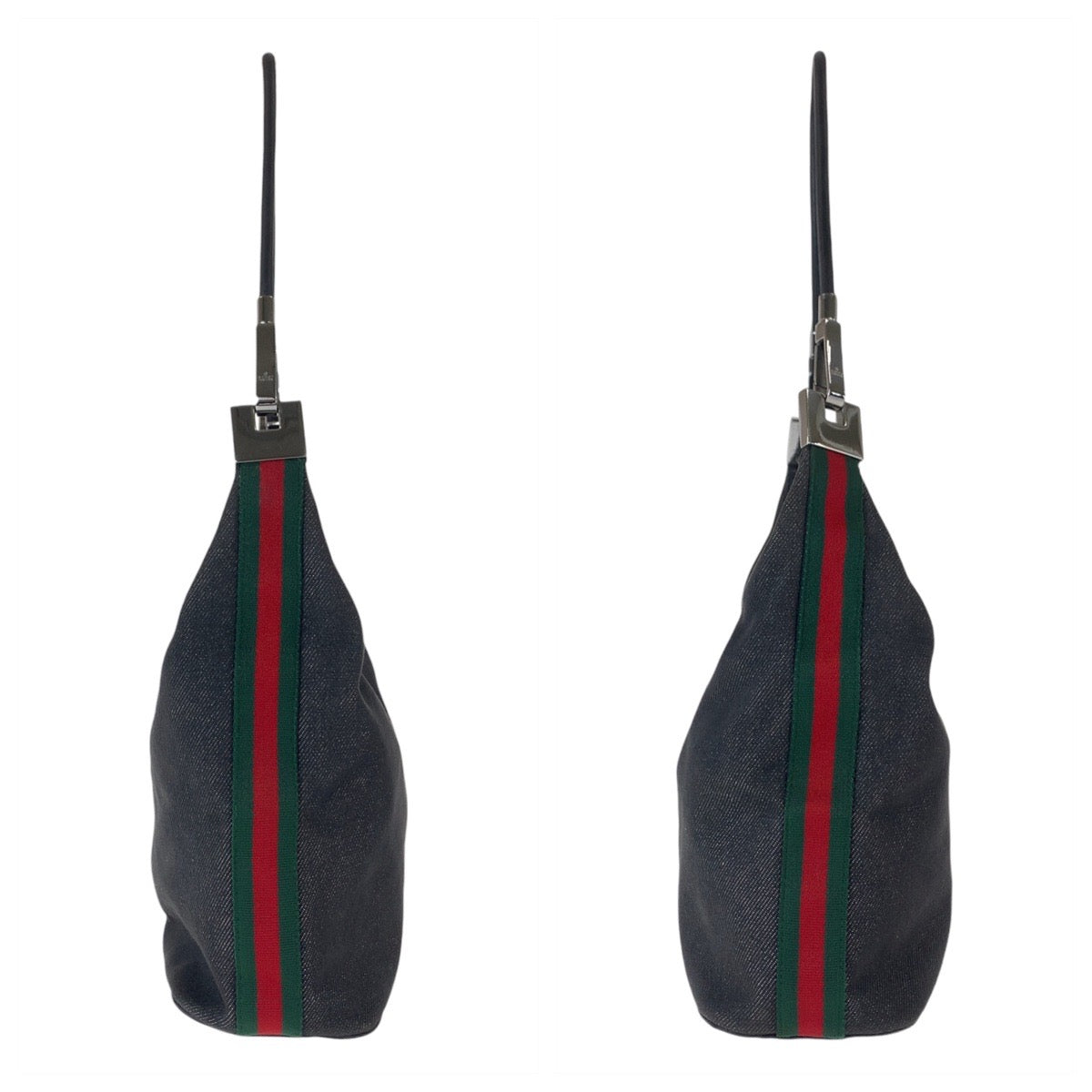 12454
GUCCI グッチ シェリーライン ホーボー ブラック 黒 シルバー金具 キャンバス / レザー 1234 ショルダーバッグ  レディース