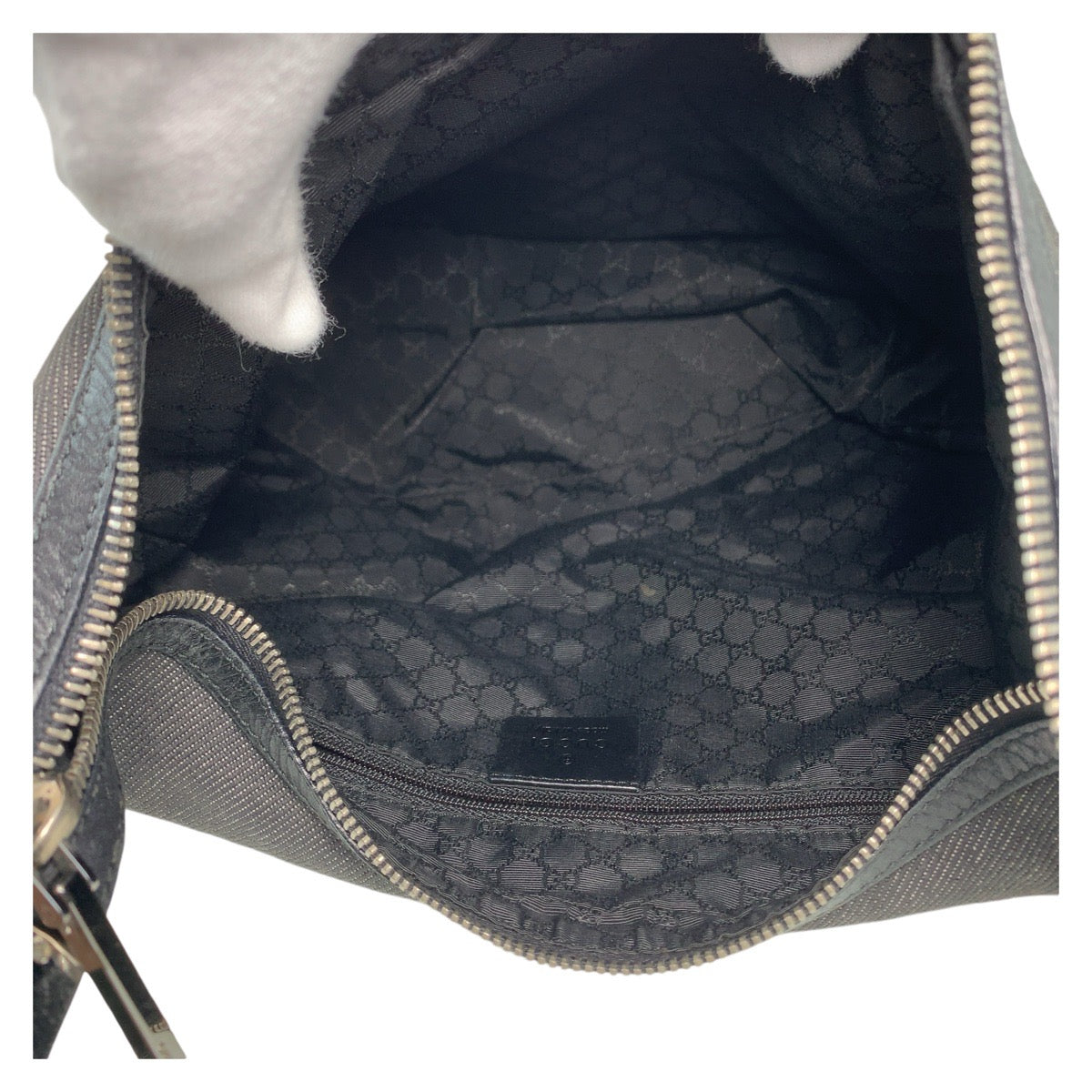 12454
GUCCI グッチ シェリーライン ホーボー ブラック 黒 シルバー金具 キャンバス / レザー 1234 ショルダーバッグ  レディース