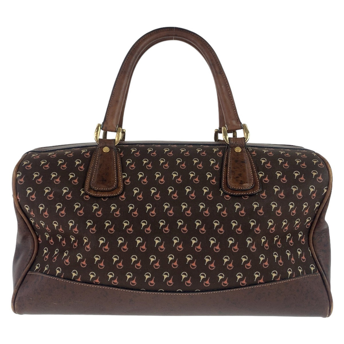 11280
GUCCI グッチ ヴィンテージ オールドグッチ ホースビット柄 ブラウン ゴールド金具 ナイロン / レザー ボストンバッグ 斜め掛け ショルダーバッグ 2way  メンズ AB25