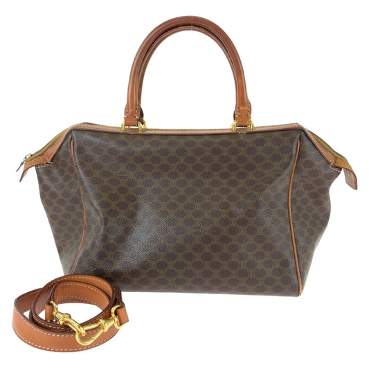 11282
CELINE セリーヌ ヴィンテージ マカダム ブラウン ゴールド金具 レザー M94 ボストンバッグ ハンドバッグ ショルダーバッグ  レディース