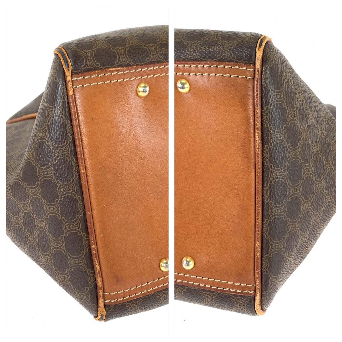 11282
CELINE セリーヌ ヴィンテージ マカダム ブラウン ゴールド金具 レザー M94 ボストンバッグ ハンドバッグ ショルダーバッグ  レディース