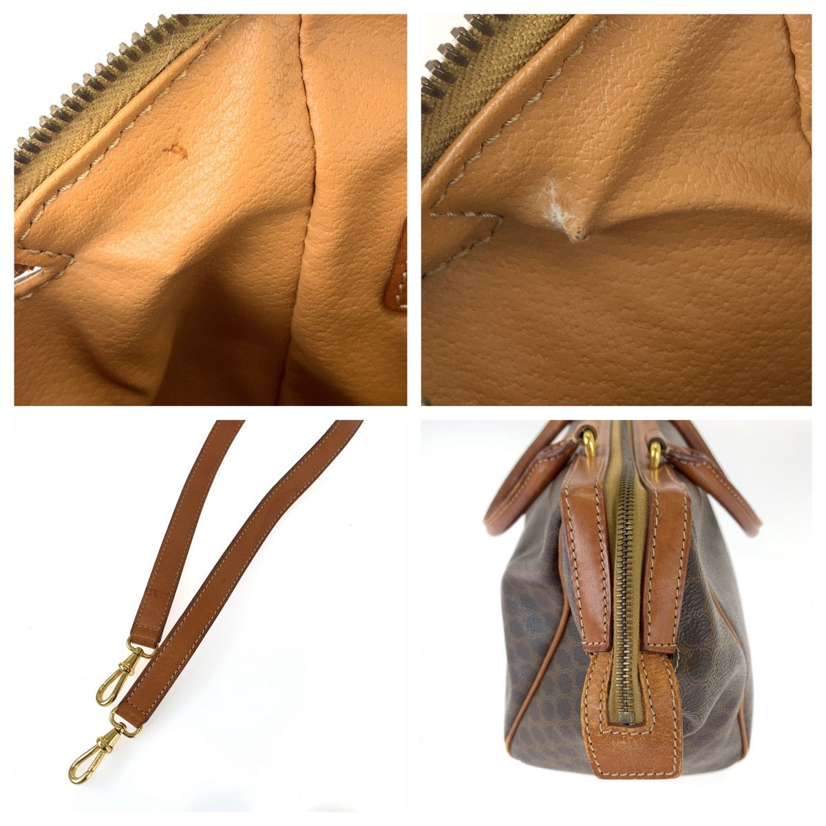 11282
CELINE セリーヌ ヴィンテージ マカダム ブラウン ゴールド金具 レザー M94 ボストンバッグ ハンドバッグ ショルダーバッグ  レディース