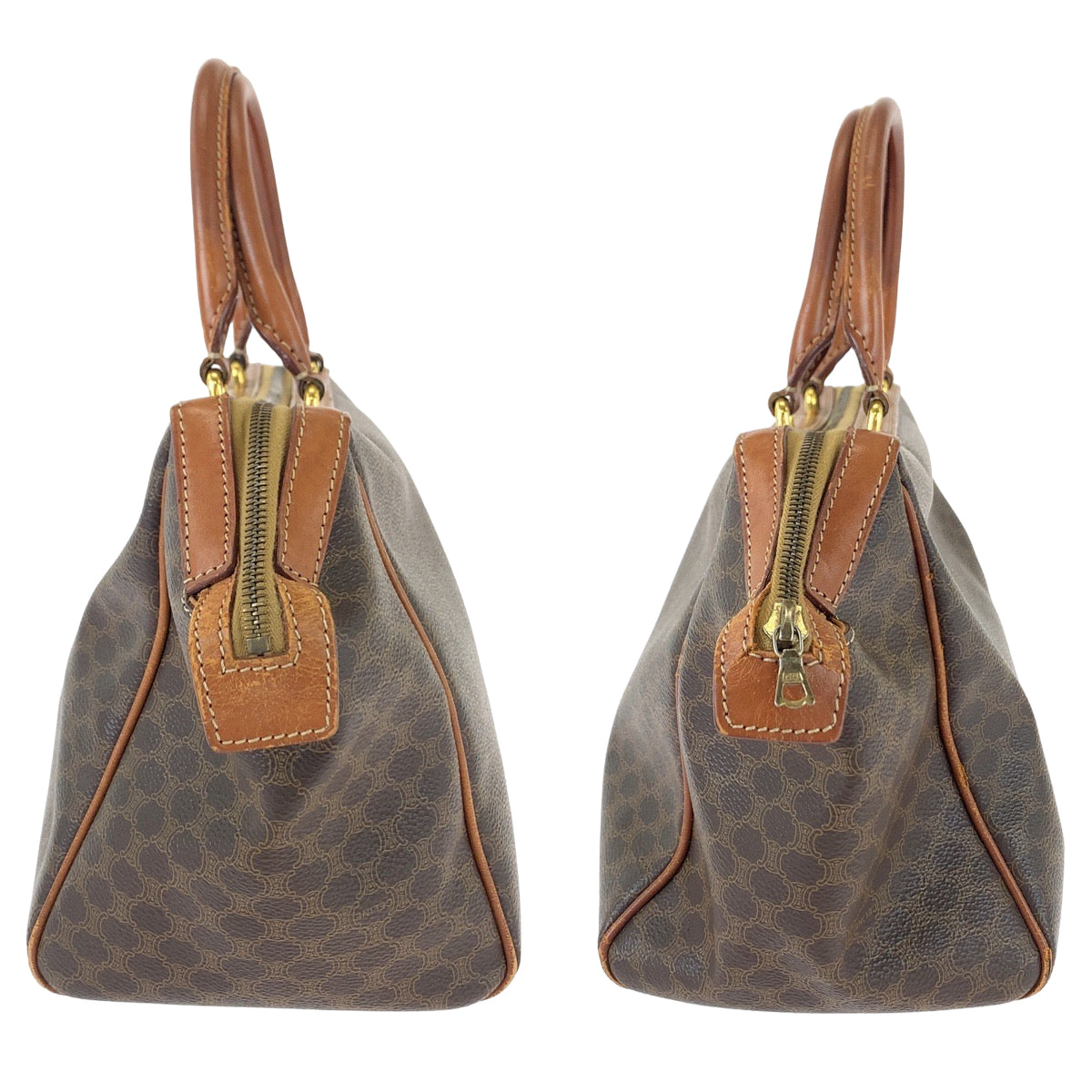 11282
CELINE セリーヌ ヴィンテージ マカダム ブラウン ゴールド金具 レザー M94 ボストンバッグ ハンドバッグ ショルダーバッグ  レディース