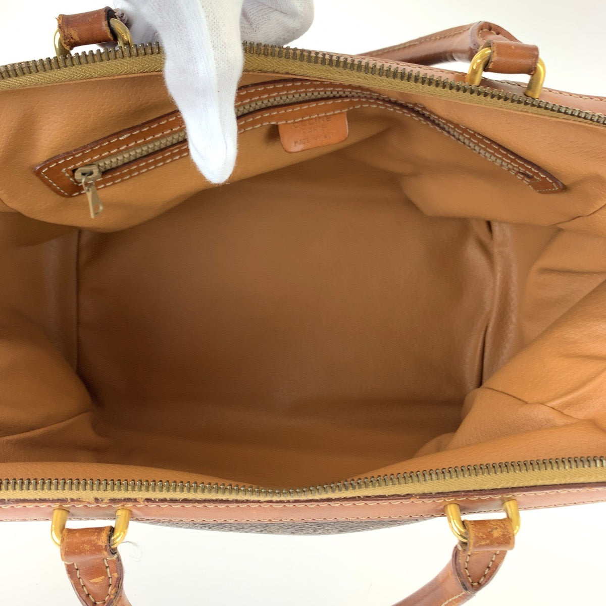 11282
CELINE セリーヌ ヴィンテージ マカダム ブラウン ゴールド金具 レザー M94 ボストンバッグ ハンドバッグ ショルダーバッグ  レディース