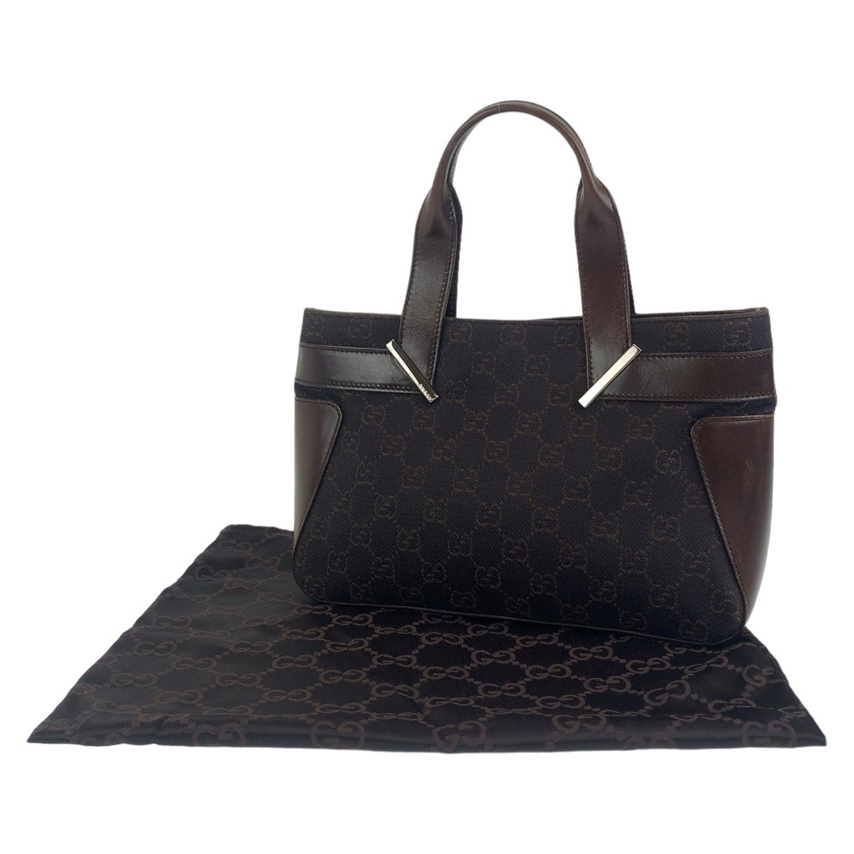 11283
GUCCI グッチ GG柄 ブラウン シルバー金具 GGキャンバス / レザー 73984 トートバッグ ハンドバッグ  レディース