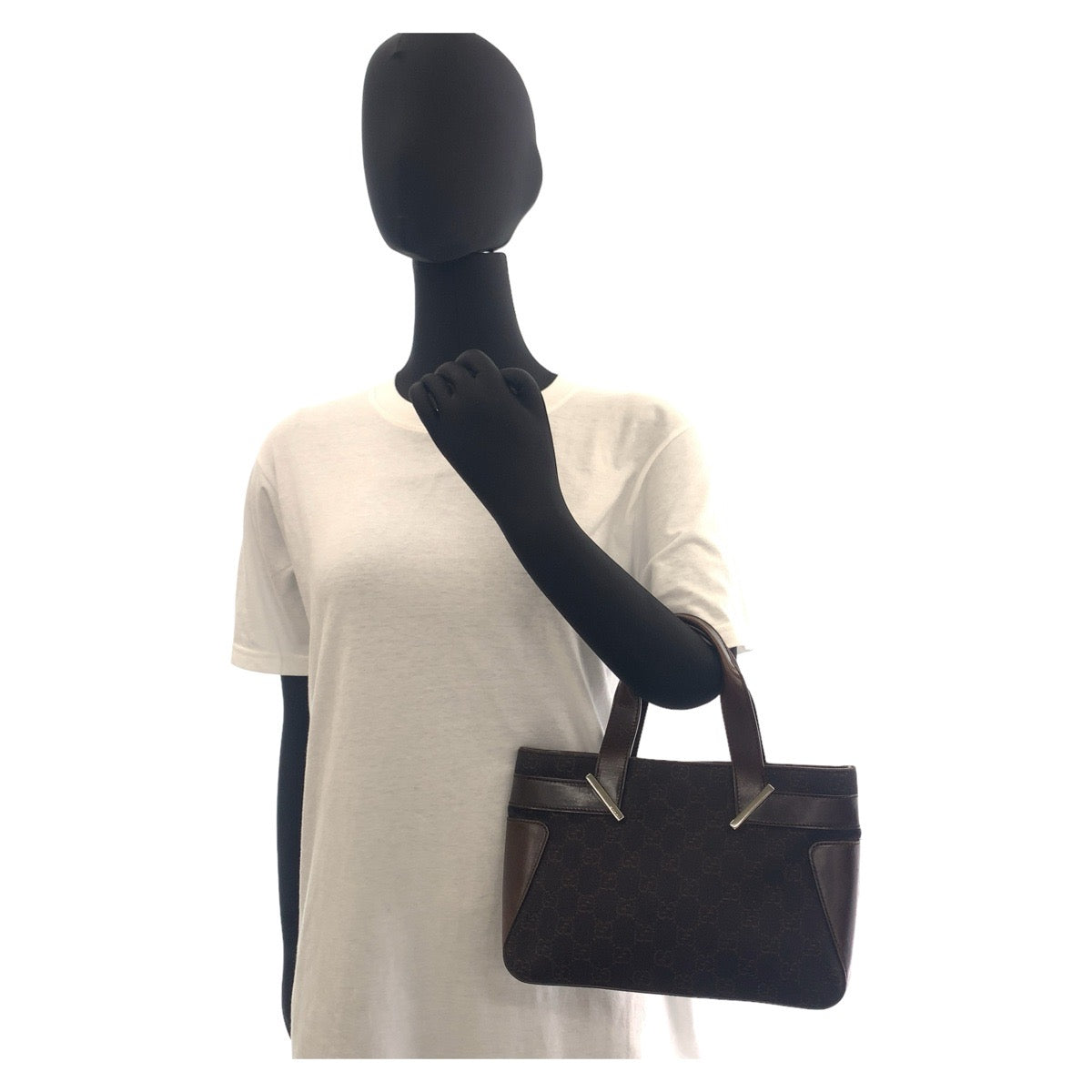 11283
GUCCI グッチ GG柄 ブラウン シルバー金具 GGキャンバス / レザー 73984 トートバッグ ハンドバッグ  レディース