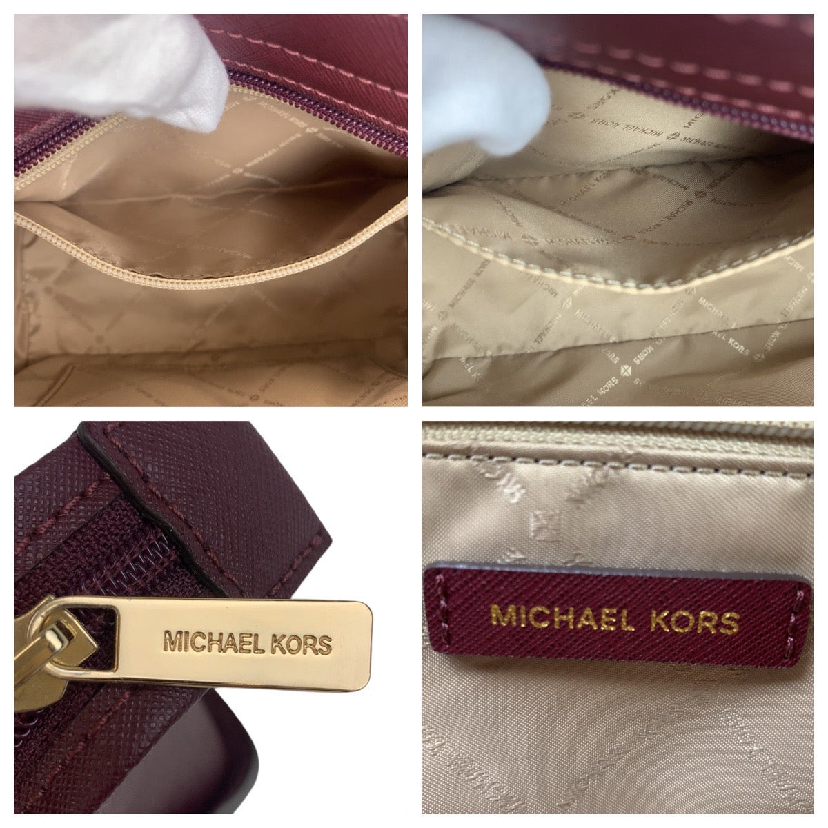 11284
Michael Kors マイケルコース セルマ ワインレッド ゴールド金具 レザー 斜め掛け ショルダーバッグ ポシェット  レディース
