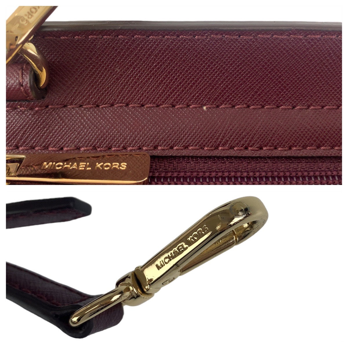 11284
Michael Kors マイケルコース セルマ ワインレッド ゴールド金具 レザー 斜め掛け ショルダーバッグ ポシェット  レディース