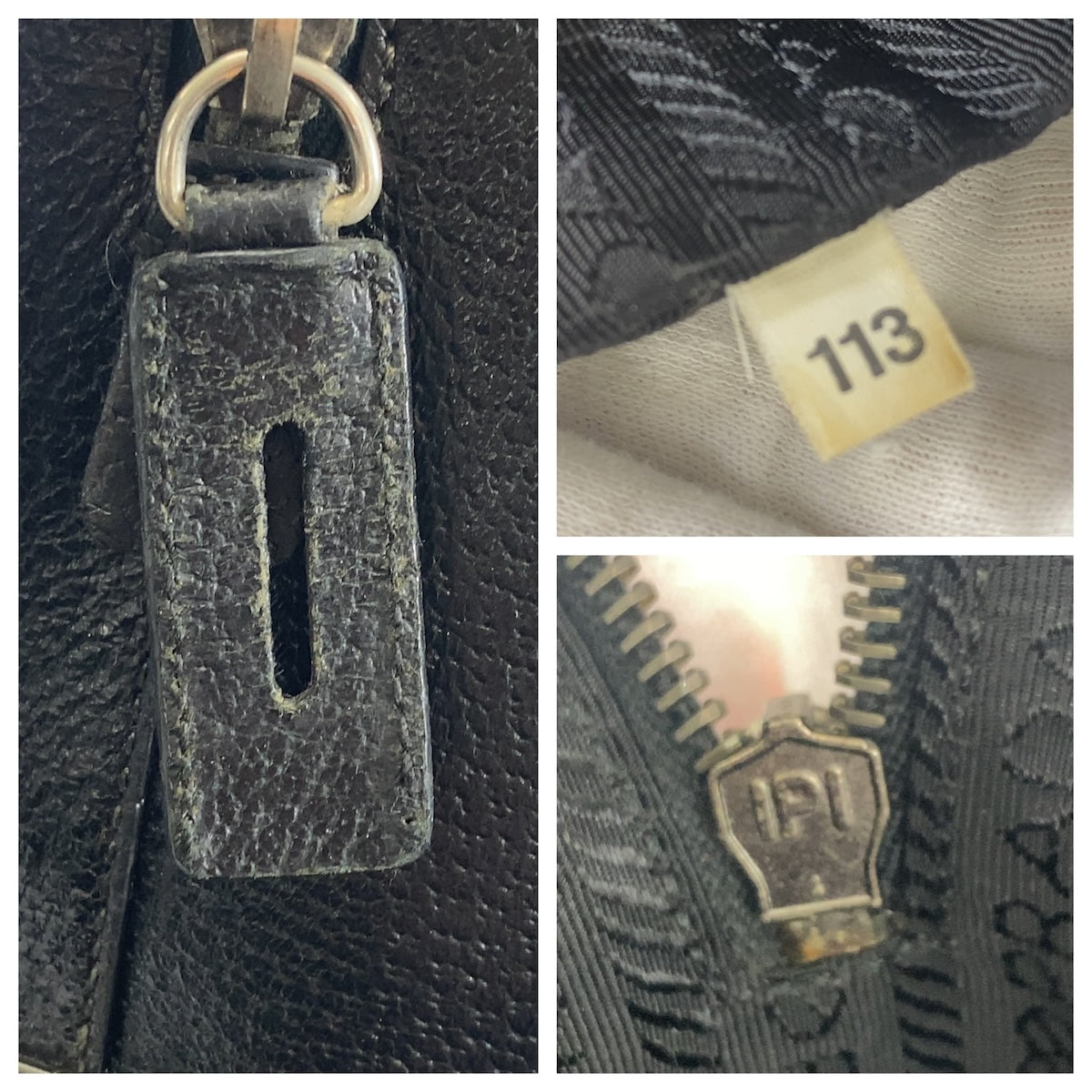 PRADA Prada Triangle Logo Plate Black Silver Hardware Leather Tote Bag Business Bag Men's