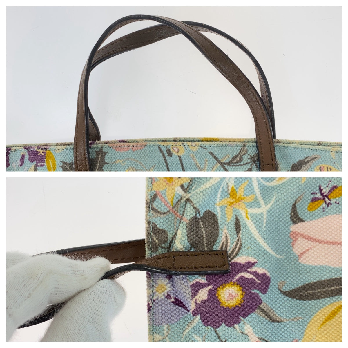 12453
GUCCI グッチ グッチチルドレンズ キッズライン フローラ ライトブルー マルチカラー キャンバス / レザー 284721 トートバッグ ハンドバッグ  レディース