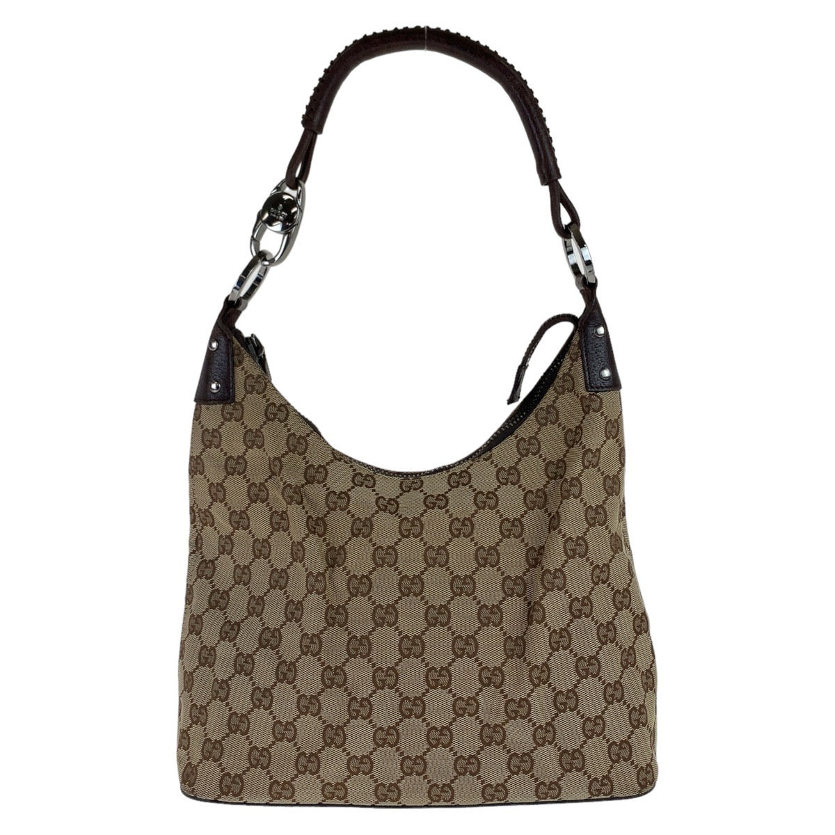GUCCI グッチ ホーボー GG柄 ベージュ ブラウン シルバー金具 GGキャンバス 115003 ショルダーバッグ  レディース