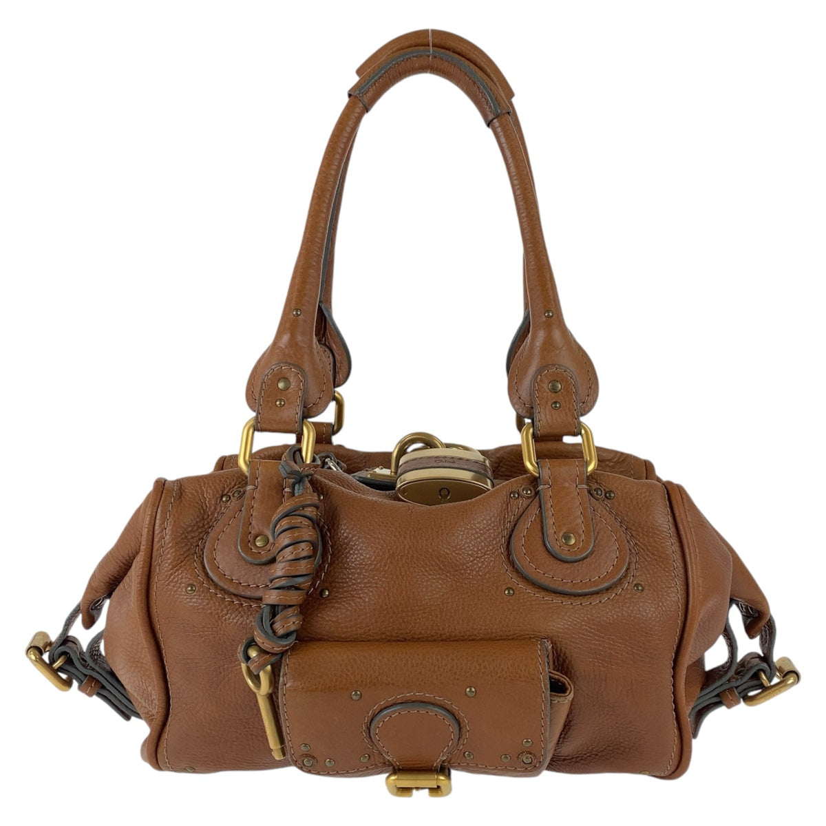 Chloe クロエ パディントン ブラウン ゴールド金具 レザー ショルダーバッグ ハンドバッグ  レディース