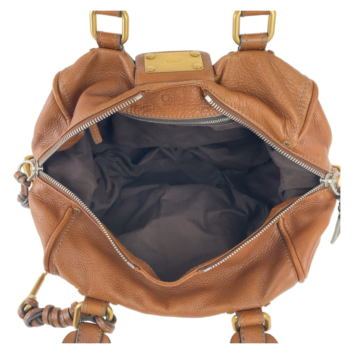 Chloe クロエ パディントン ブラウン ゴールド金具 レザー ショルダーバッグ ハンドバッグ  レディース