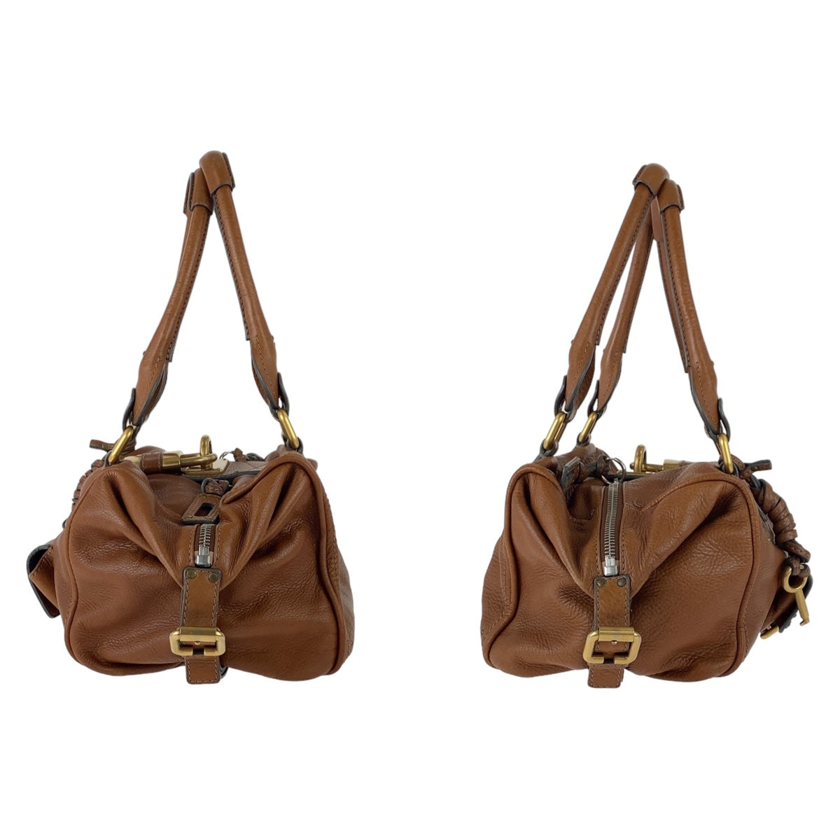 Chloe クロエ パディントン ブラウン ゴールド金具 レザー ショルダーバッグ ハンドバッグ  レディース