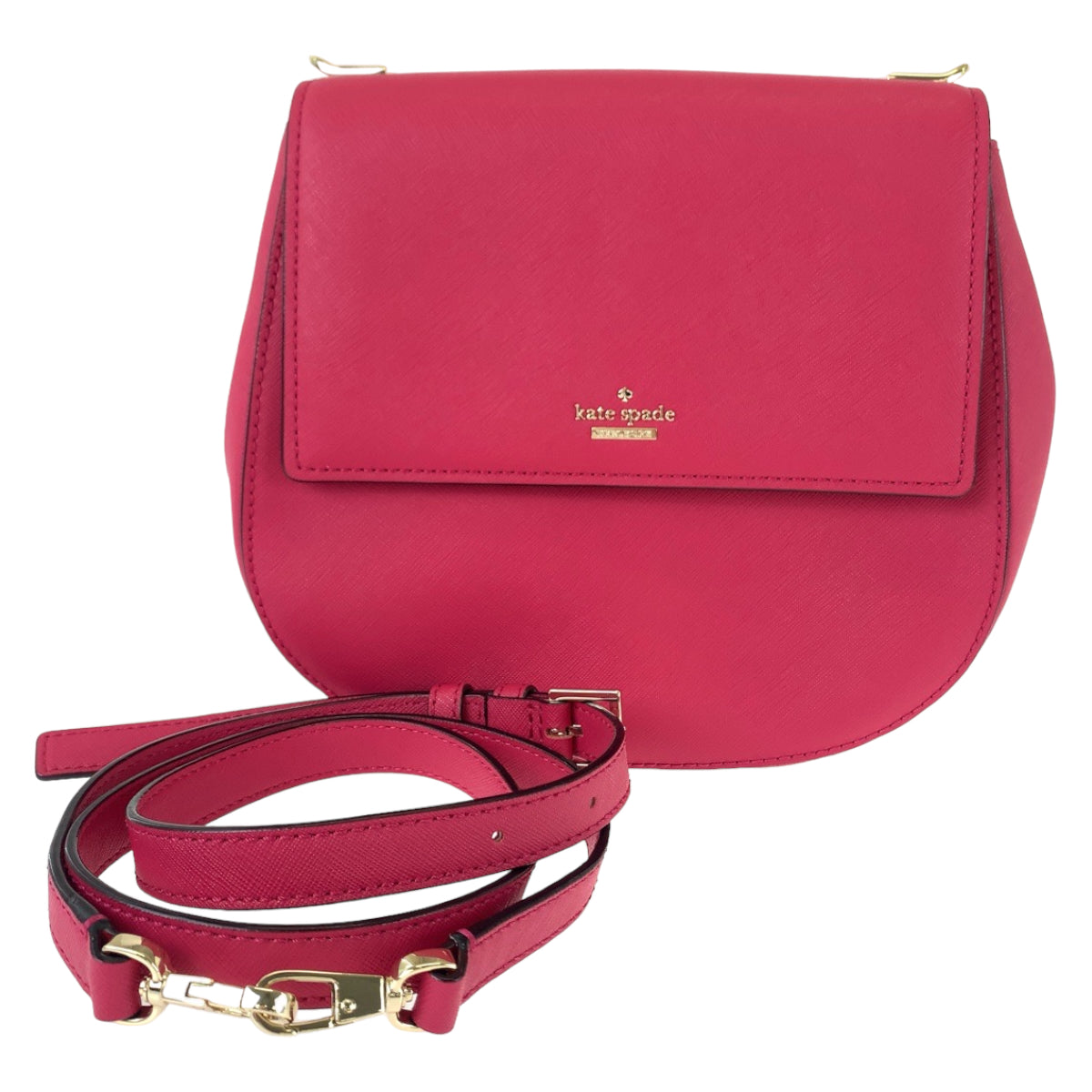 11289
Kate Spade ケイトスペード ピンク ゴールド金具 レザー PXRU6912 斜め掛け ショルダーバッグ ポシェット  レディース