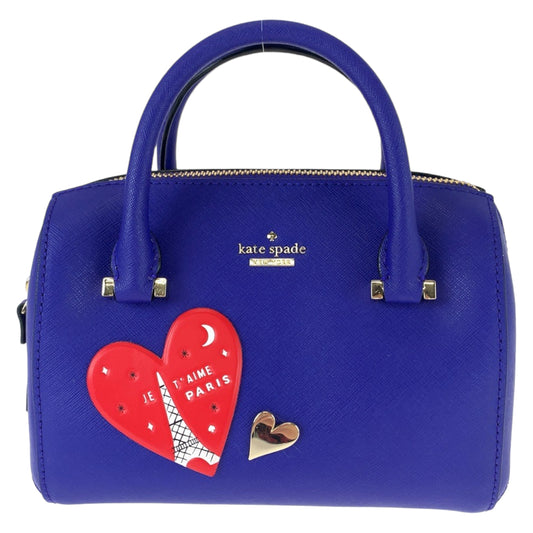 11291
Kate Spade ケイトスペード ブルー レッド ゴールド金具 レザー ハンドバッグ ミニボストンバッグ  レディース