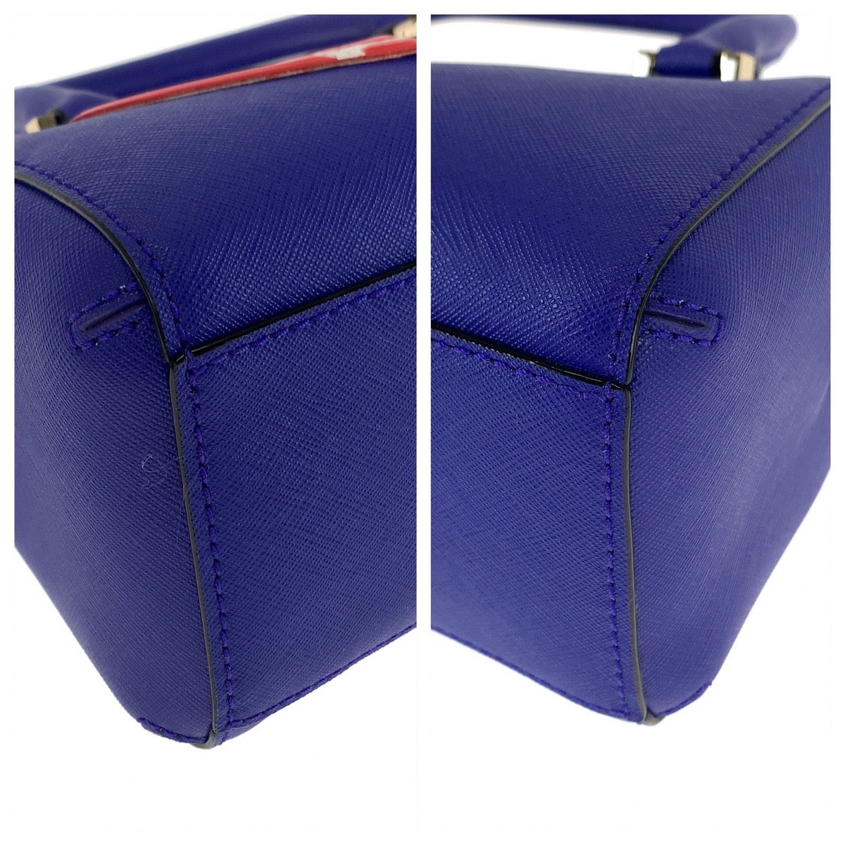 11291
Kate Spade ケイトスペード ブルー レッド ゴールド金具 レザー ハンドバッグ ミニボストンバッグ  レディース