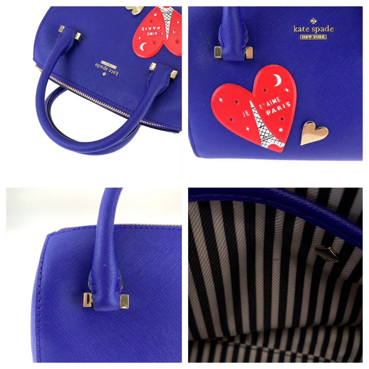 11291
Kate Spade ケイトスペード ブルー レッド ゴールド金具 レザー ハンドバッグ ミニボストンバッグ  レディース