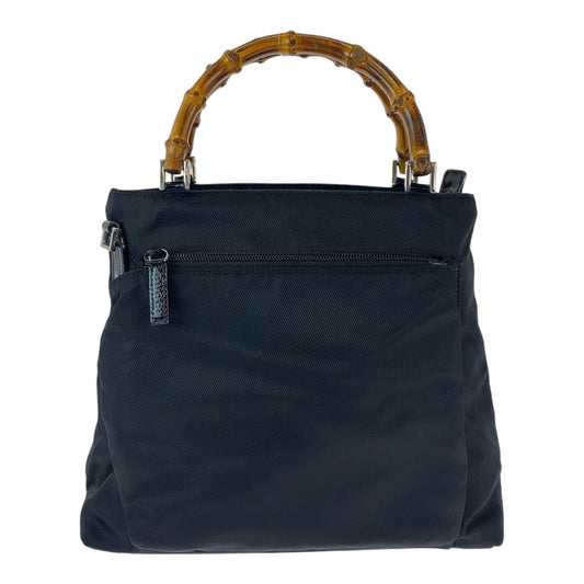 12863
GUCCI グッチ バンブー ブラック シルバー金具 ナイロン / バンブー 002 2122 ハンドバッグ  レディース