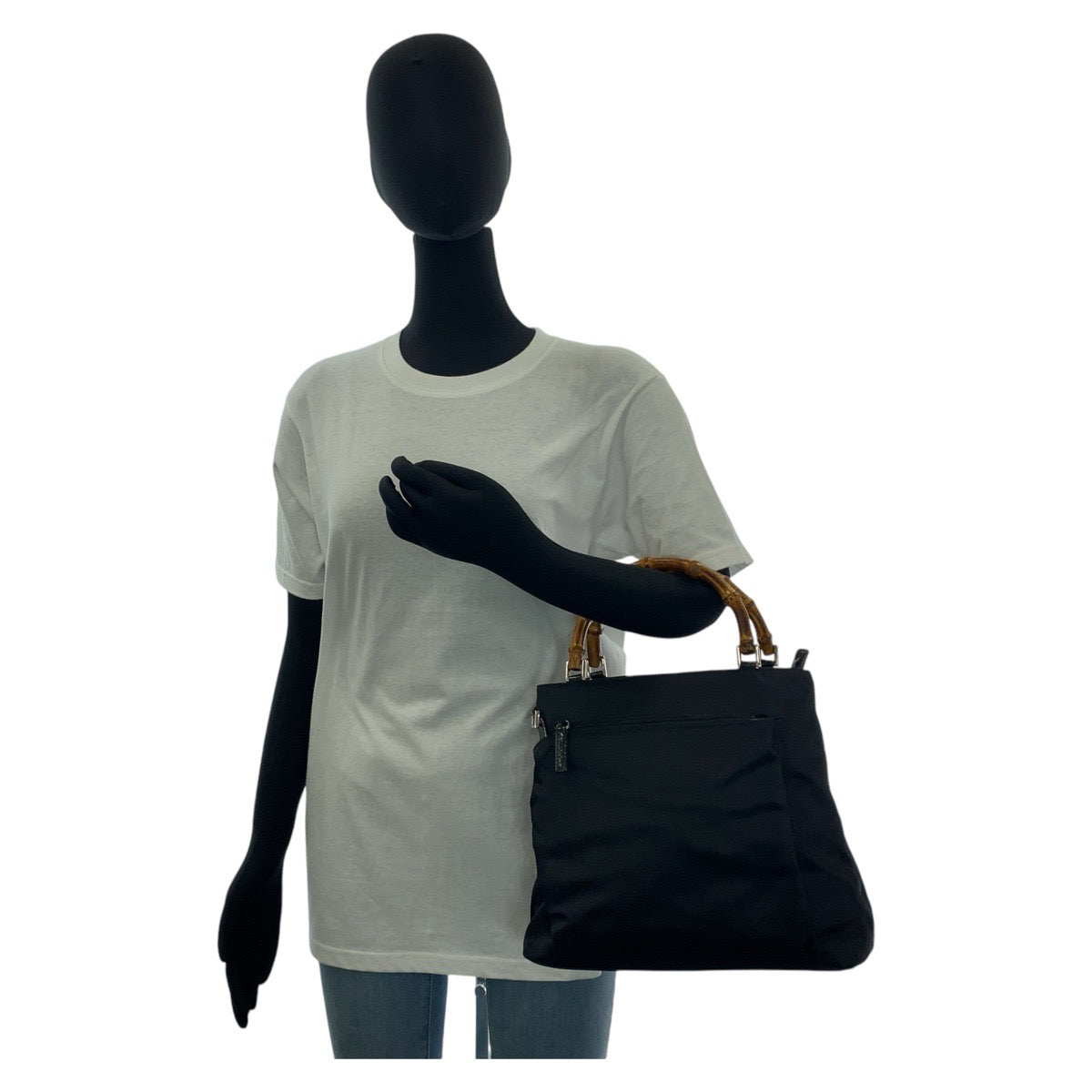 12863
GUCCI グッチ バンブー ブラック シルバー金具 ナイロン / バンブー 002 2122 ハンドバッグ  レディース