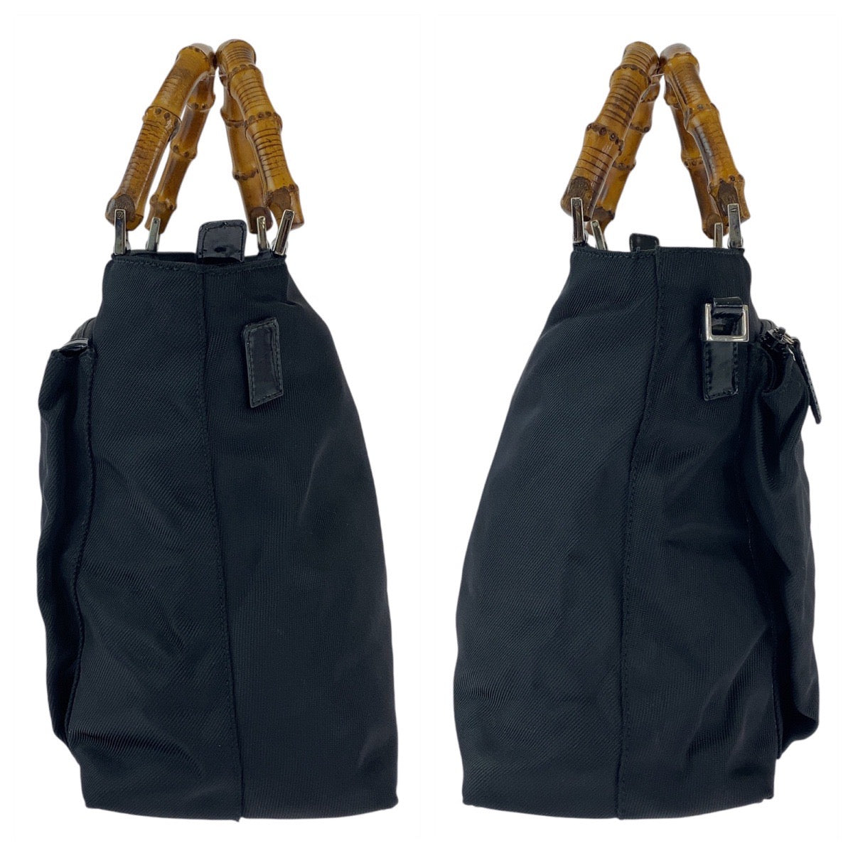 12863
GUCCI グッチ バンブー ブラック シルバー金具 ナイロン / バンブー 002 2122 ハンドバッグ  レディース
