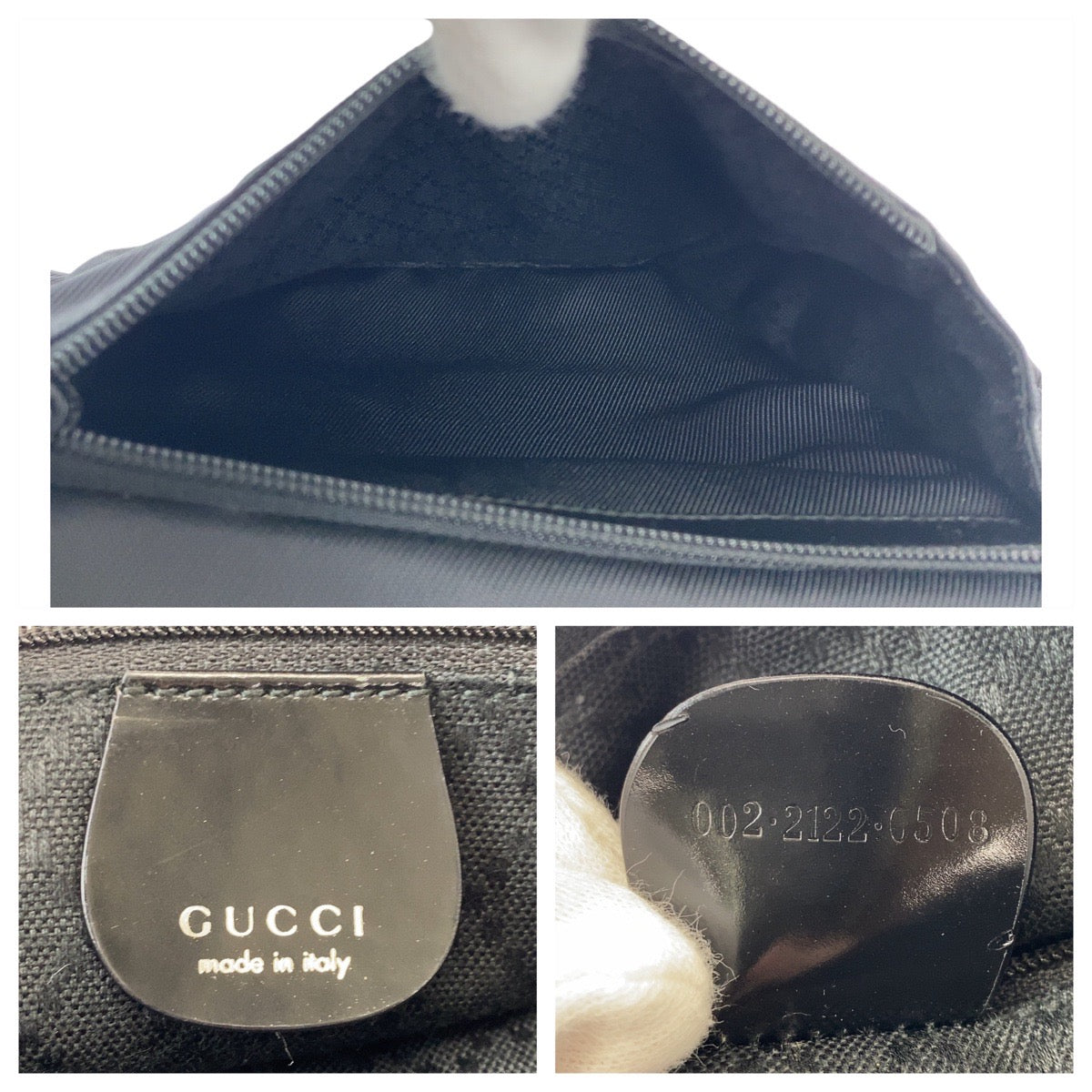 12863
GUCCI グッチ バンブー ブラック シルバー金具 ナイロン / バンブー 002 2122 ハンドバッグ  レディース