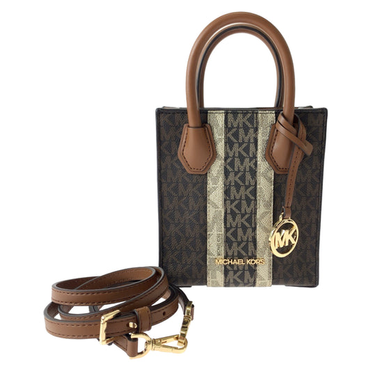 11294
Michael Kors マイケルコース MKシグネチャー ブラウン ゴールド金具 PVC ショルダーバッグ ハンドバッグ ポシェット 斜め掛け  レディース