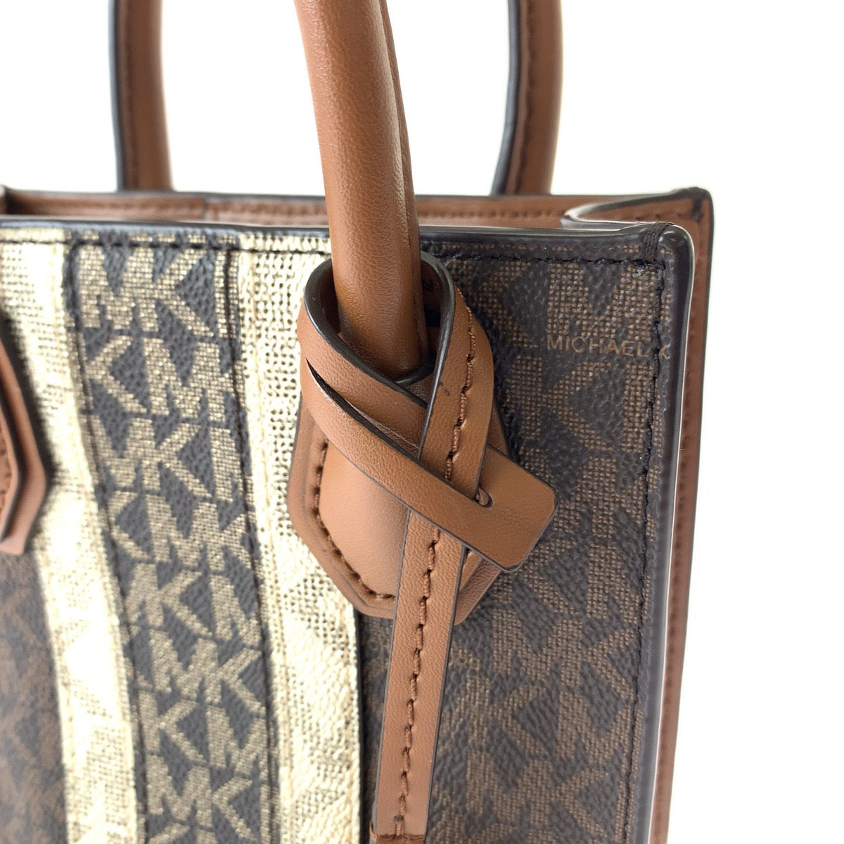 11294
Michael Kors マイケルコース MKシグネチャー ブラウン ゴールド金具 PVC ショルダーバッグ ハンドバッグ ポシェット 斜め掛け  レディース