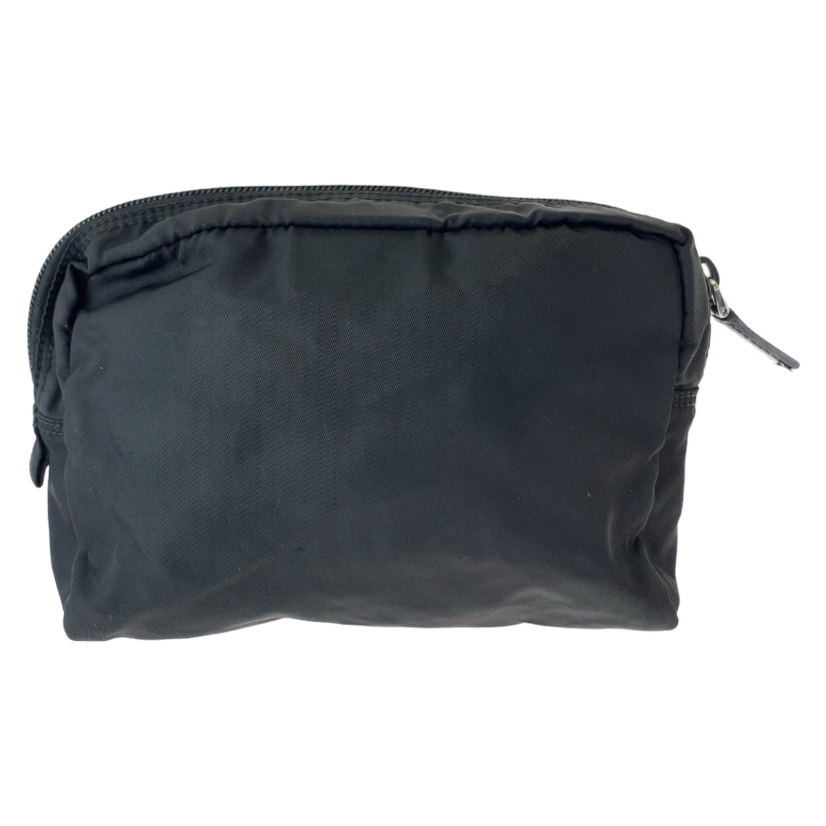 PRADA Tessuto Triangle Logo Plate Black Silver Hardware Nylon Pouch Makeup Pouch Women's